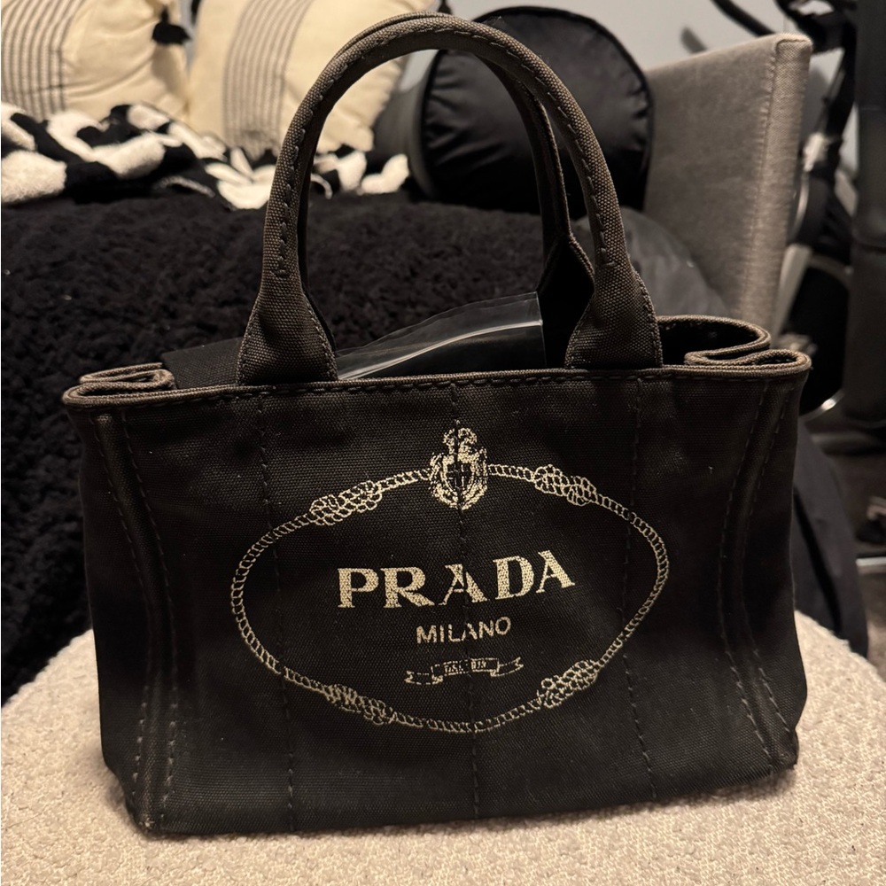Prada Canapa Convertible Tote Canvas Mini / Small